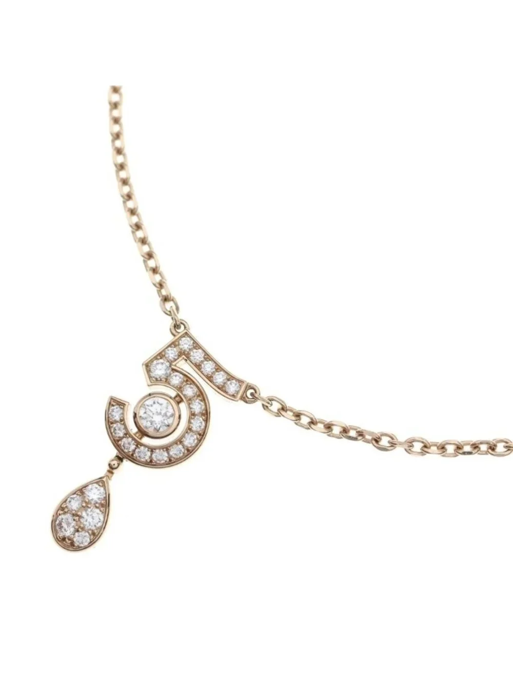 Chanel Eternal No. 55 Number Five Diamond 18k Pink Gold Necklace